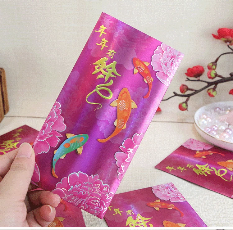 Мерцающий цвет 2021 год быка китайский новый толстый красный конверт 25 шт.|Открытки