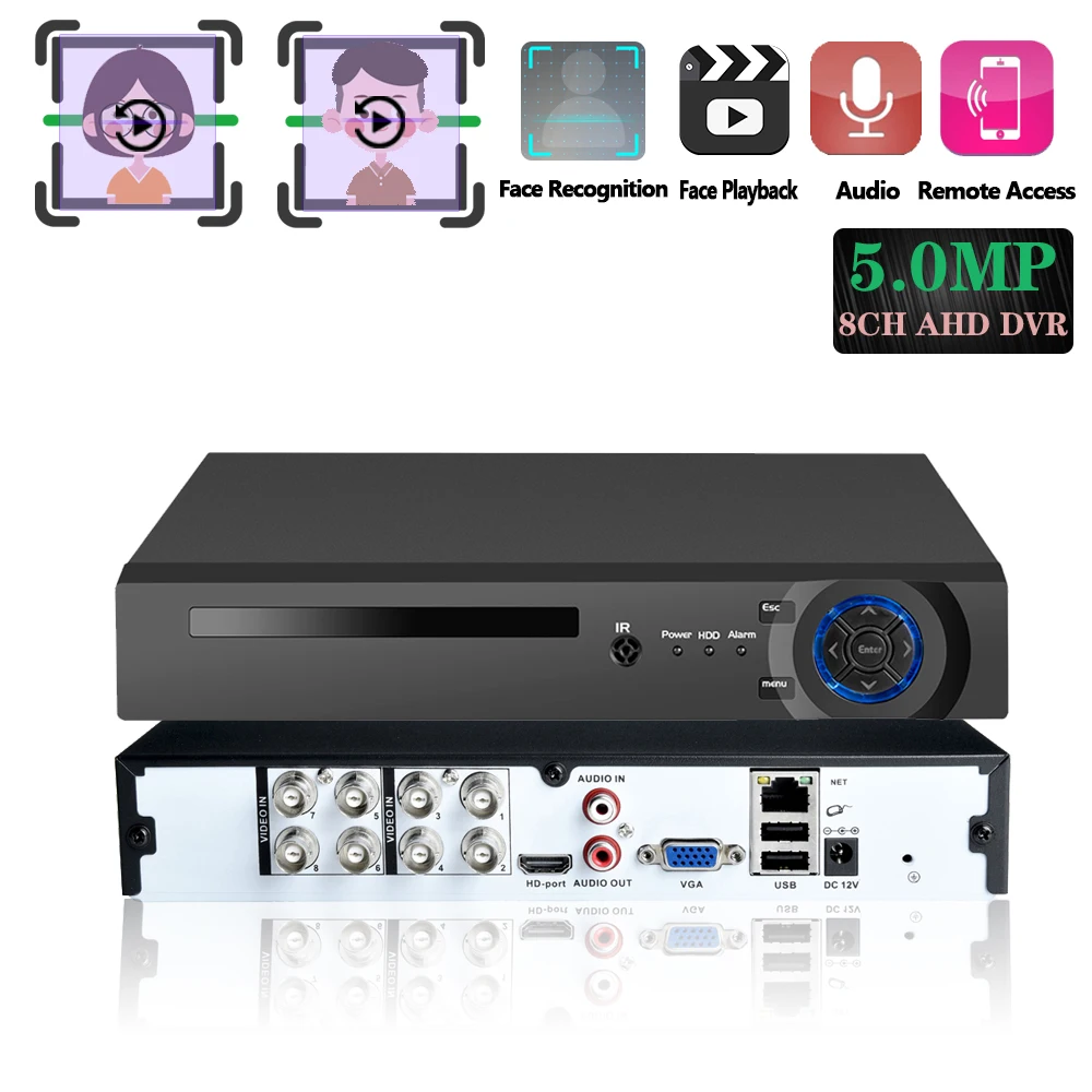 8CH AHD Видео Аудио видеорегистратор H.265X 5MP 4MP 1080P 8 каналов 6 в 1 Гибридный DVR Wifi XVi TVi CVI