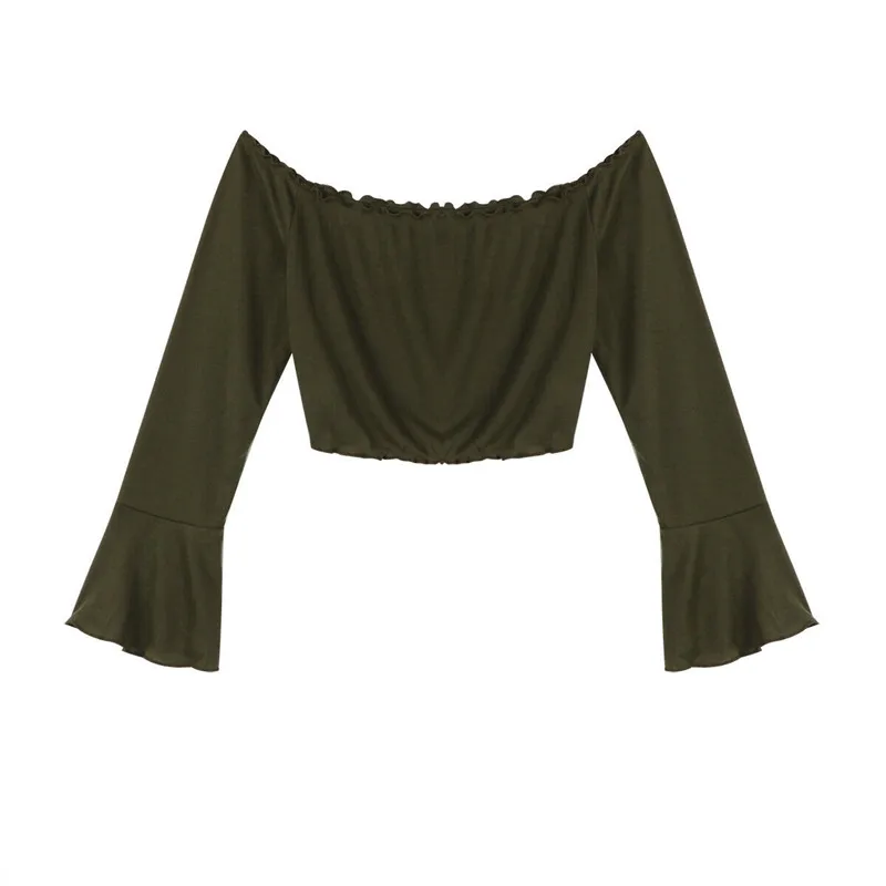 2019 модная популярная женская Повседневная Блузка с открытыми плечами Женская