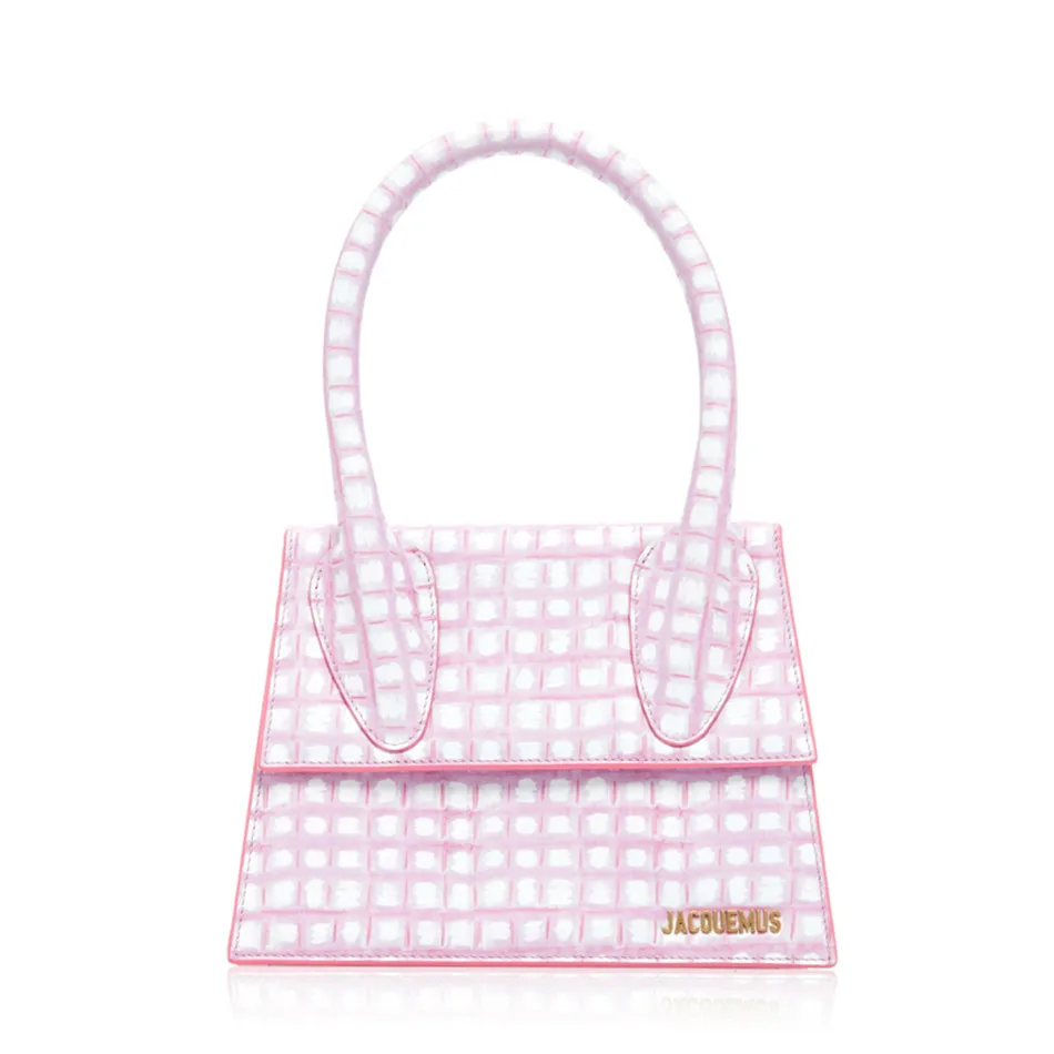 JACOUEMUS известный дизайнер PU кожа розовый плед сумки для женщин 2 размера|Сумки с