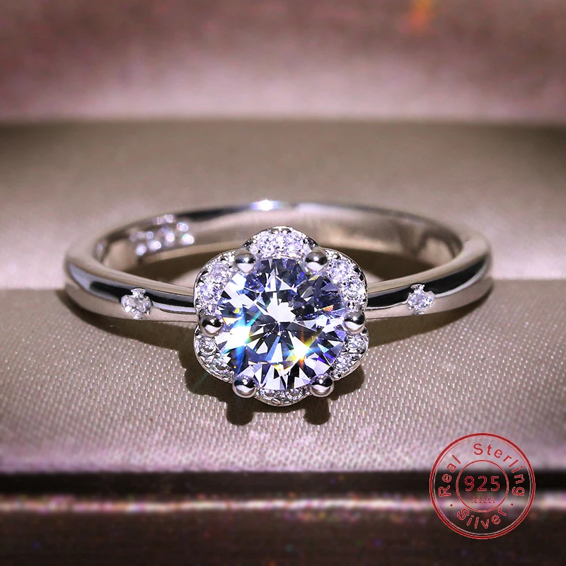 

Однотонное кольцо 925 с фианитом, Свадебное обручальное кольцо AAAAA для женщин