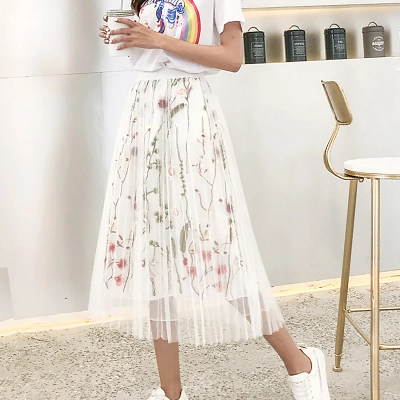 SETWIGG Изысканный вышитый цветок марлевые платье трапециевидной формы удлиненные