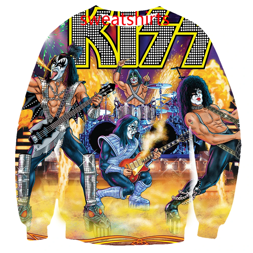 Толстовка с 3D-принтом kiss band рок-коллаж футболка свитшот штаны Мужской Забавный