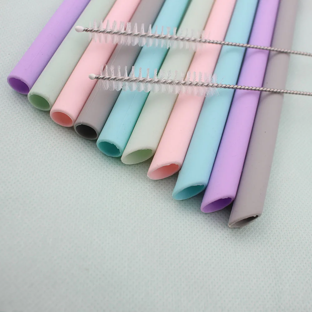 Многоразовые силиконовые питьевые набор соломинок сверхдлинные гибкие