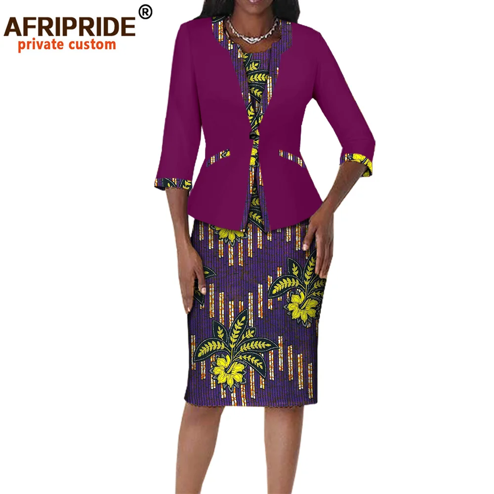 Осенняя африканская одежда женский костюм из 2 предметов AFRIPRIDE с рукавом три