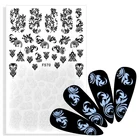 Наклейка для ногтей, 1 шт., черно-белая, ротанговая Роза, ожерелье, ювелирные изделия, украшение для ногтей