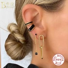 Женские серьги из серебра Шпилька-Сережка для пирсинга пробы, с черным цирконием, украшение 925 пробы