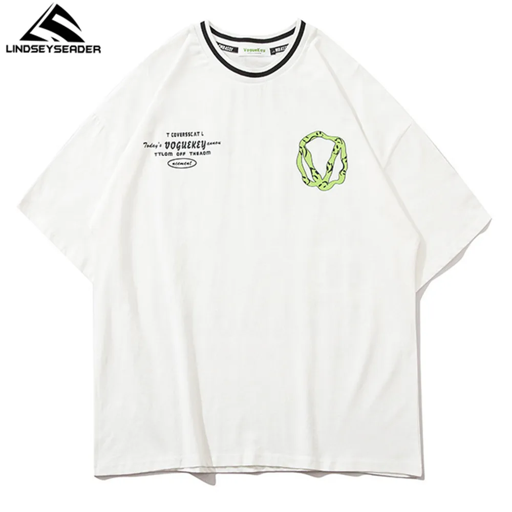 

LINDSEY SEADER Men's T-shirt Hip Hop Oversized Print 2021 Casual Harajuku Streetwear Summer Short Sleeve cotton Tops Tee Tshirt
