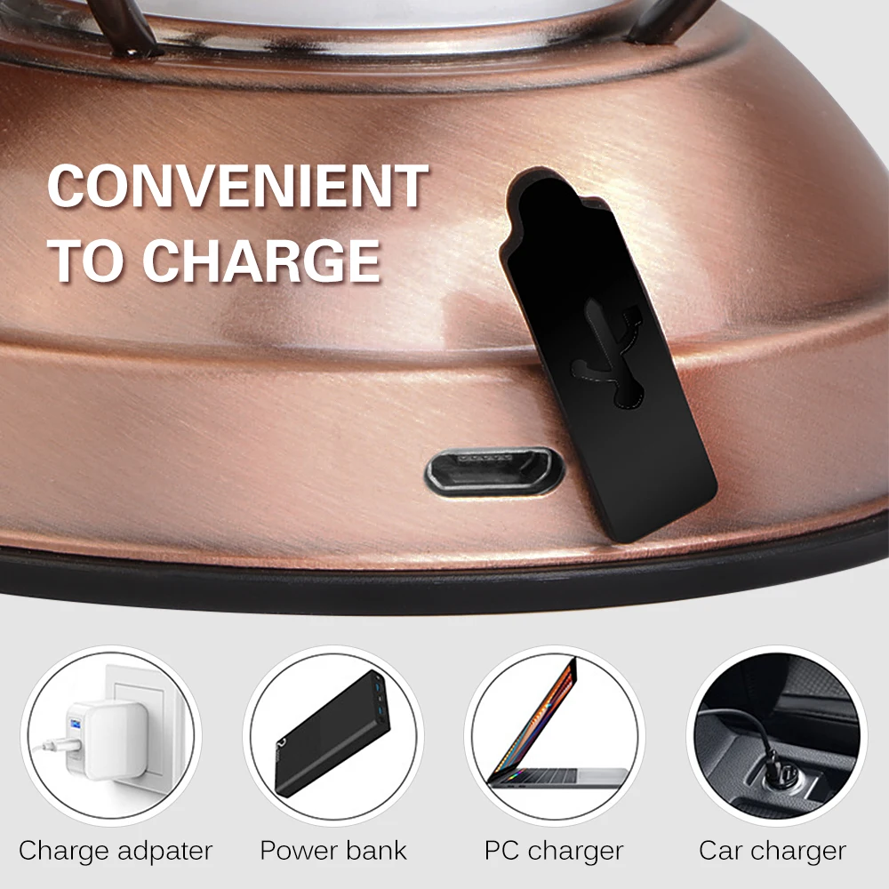 

Mini Hanging Camping Lantern USB Outdoor Light Water Resistant Garden Lamp with 2 Lighting Modes for Garden Yard Patio