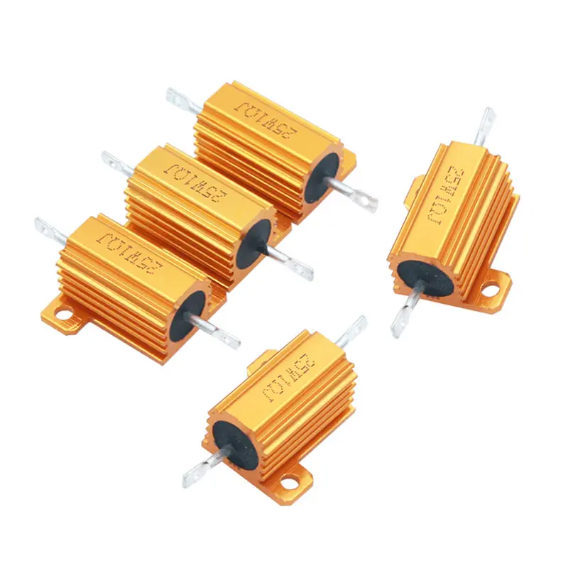 Золото с алюминиевым корпусом высокой мощности резистор RX24 25W 0 1 ~ 800R 1/0 33/0