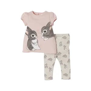 Miss Haiwo, новинка 2020, летняя брендовая повседневная одежда для маленьких девочек с круглым вырезом, без рукавов, 100% хлопок, с принтом мультяшного кролика, комплект одежды