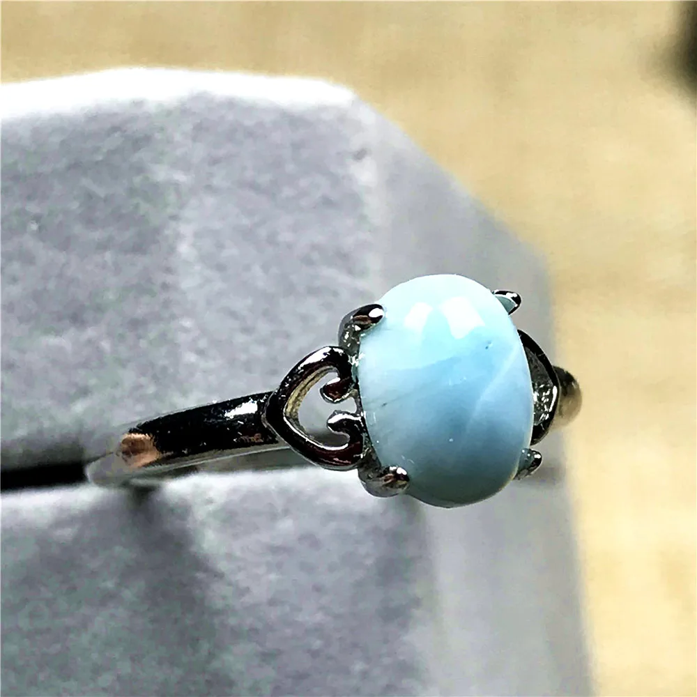 Кольцо с натуральным синим ларимаром 7 Х5 мм ювелирные изделия для женщин и мужчин