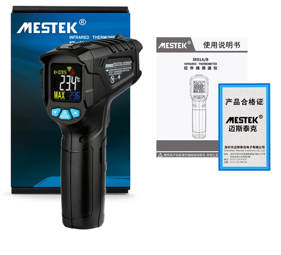 MESTEK цифровой инфракрасный термометр-50~ 800C лазерный температурный пистолет Красочный ЖК-дисплей с сигнализацией температуры окружающей среды измеритель влажности