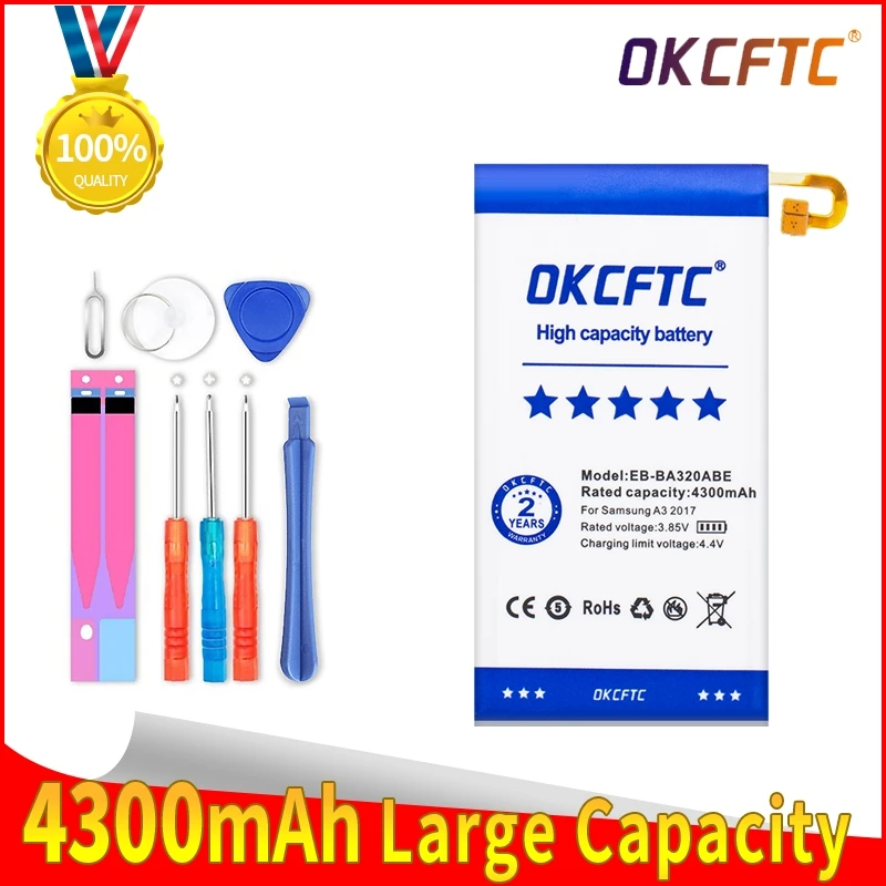 

OKCFTC EB-BA320ABE 4300mAh Battery for Samsung Galaxy A3 2017 SC-04J SGH-N417 A320 A320FL A320Y A320F