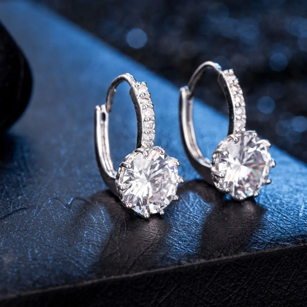 Новые модные циркониевые серьги-гвоздики со стразами блестящие красочные