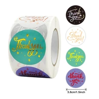 500pcs 3 8cm colorful thank you sticker gold foil cute stickers envelope sealing decoration label stationery sticker