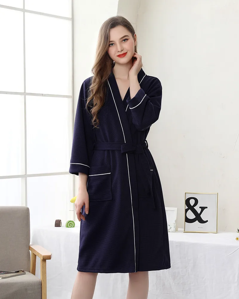 Одинаковый халат для пар, Женская сексуальная одежда для сна, мужской пояс, трикотажный халат, длинный рукав, карман, однотонный, Повседневная Домашняя одежда, большой размер