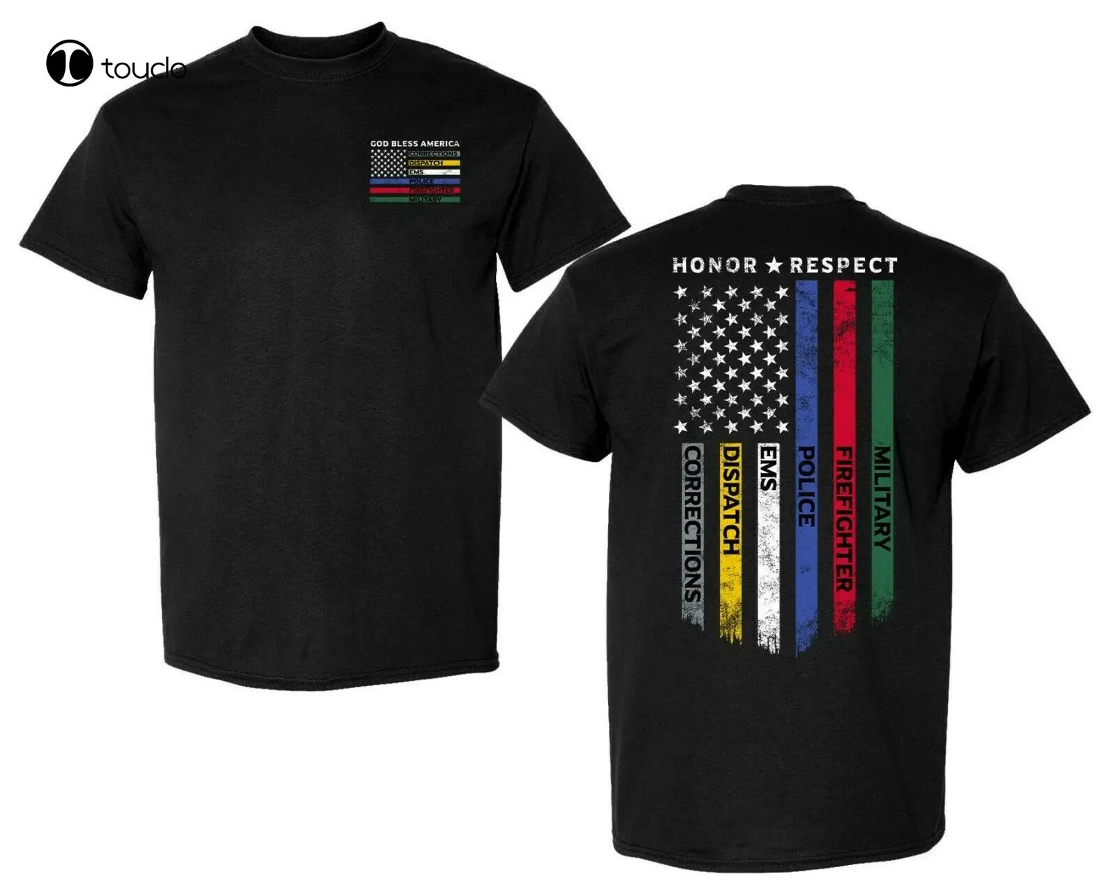 

Police - Fire Fighters - Military - T-Shirt Black