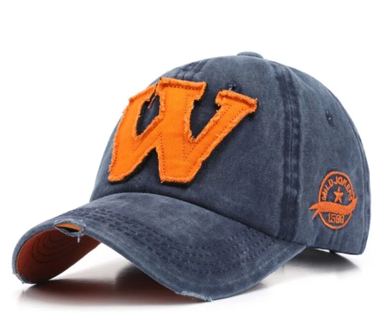 Женские рваные хлопковые джинсовые Снэпбэк кепки с вышивкой букв W мужские