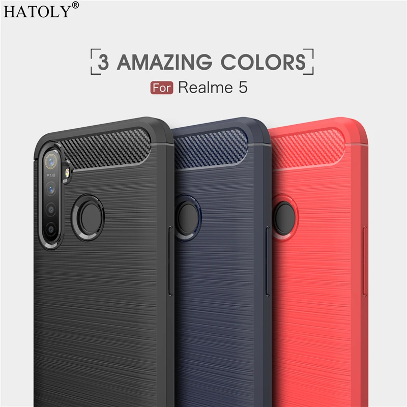 Для Oppo Realme 5i чехол Мягкий ТПУ задняя крышка противоударный бампер из углеродного
