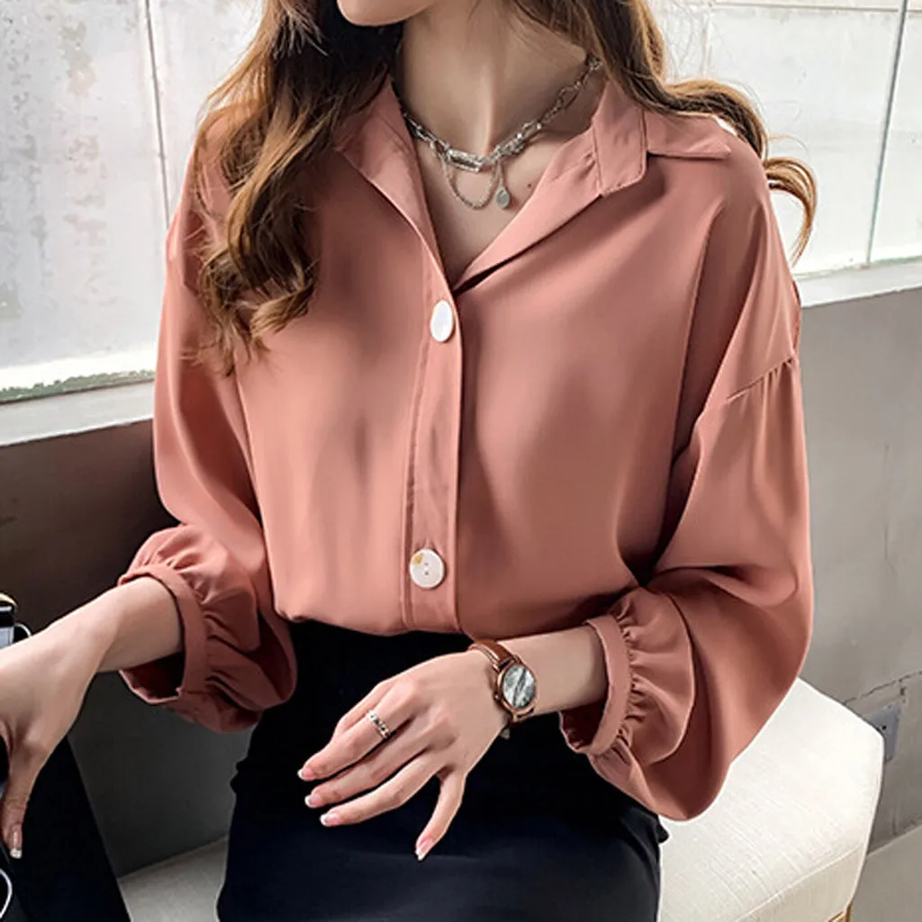 Женская блузка рубашка 2020 модная повседневная на пуговицах с отложным