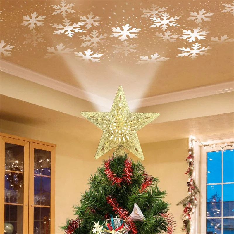 

Star Christmas Tree Top Light Built-In Rotating Magic Ball Decoration Led Tree Top Projector Suitable For Crown Christmas Treen