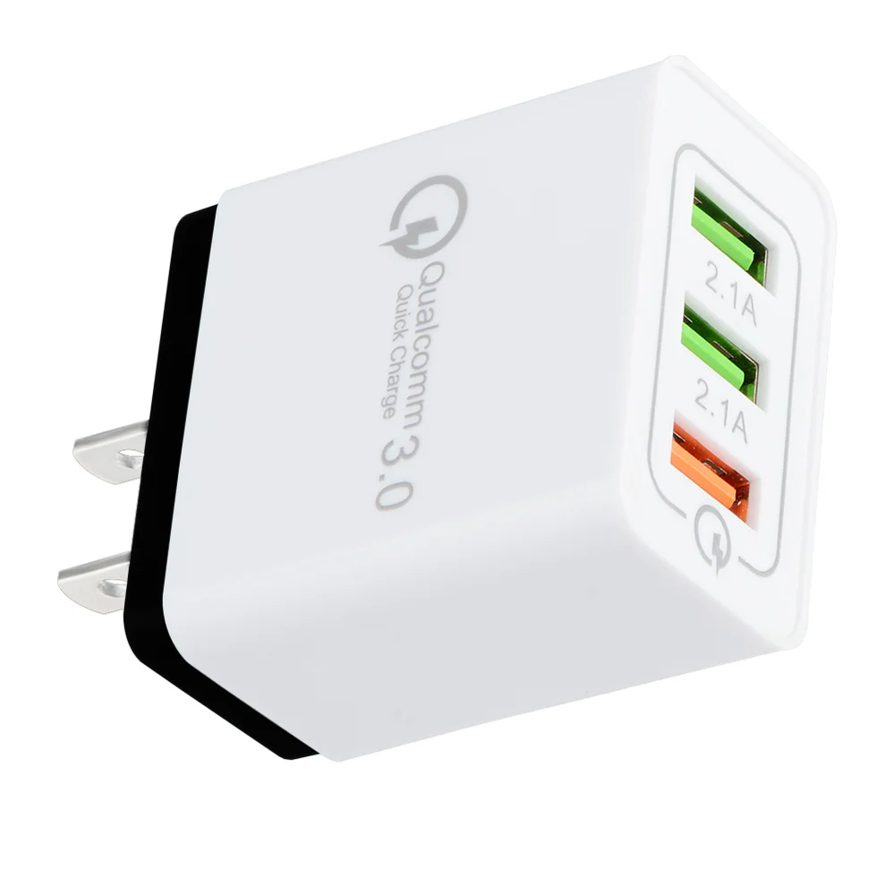 3 порта 18 Вт портативное зарядное устройство USB для путешествий Быстрая зарядка QC