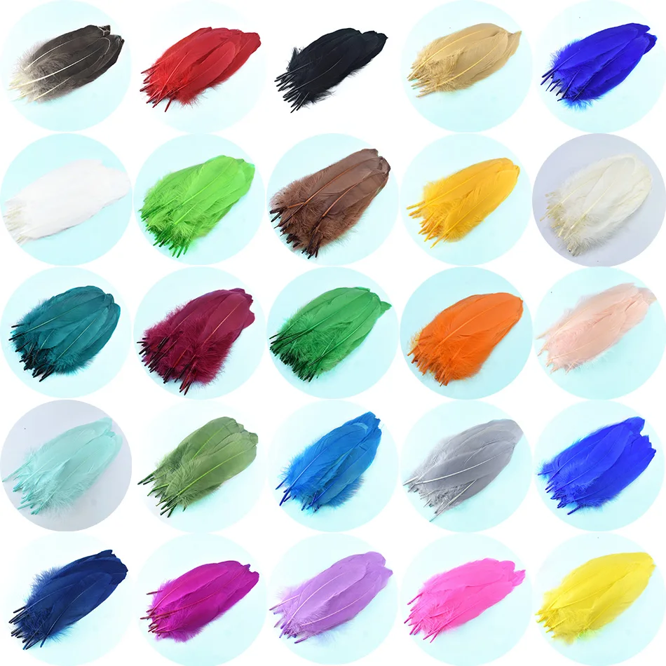 100 шт./лот Твердые Разноцветные перья гусиные для рукоделия натуральные белые
