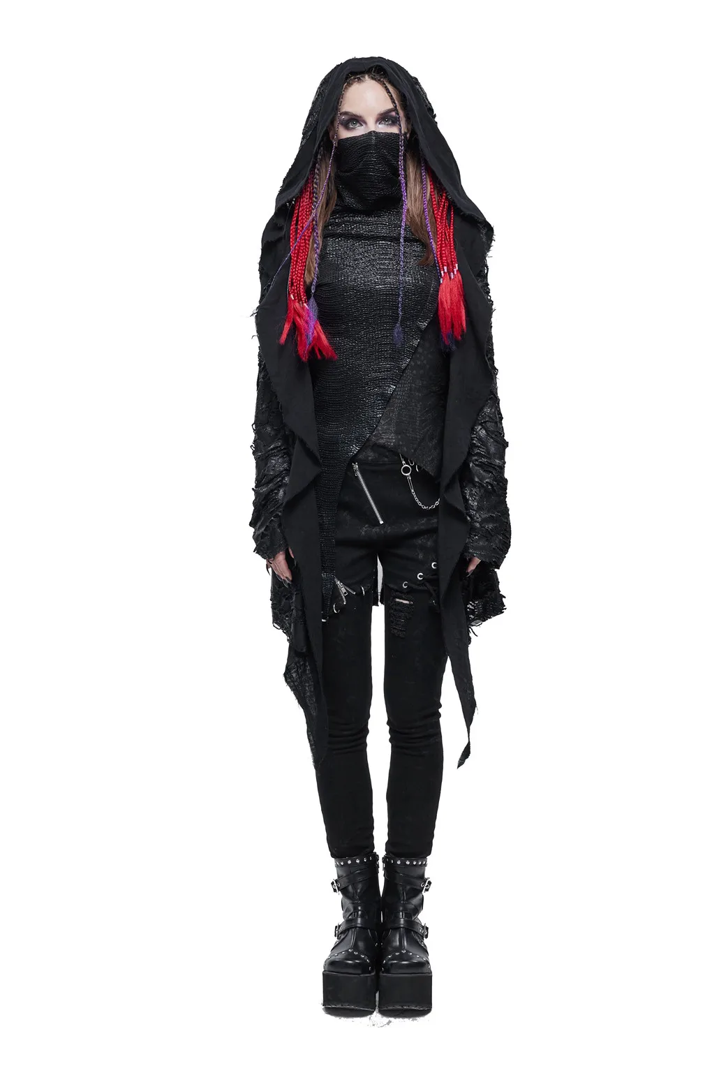 

Punk Retro Short Perspective Sexy Coat Party Rock Top Long-sleeved Women's Cloak