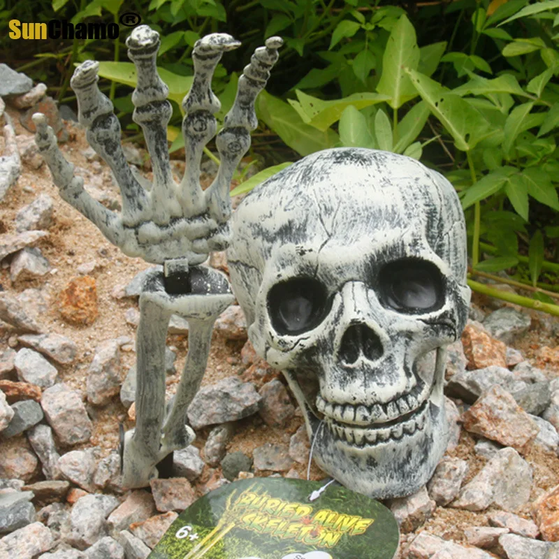 

Halloween Decoration Props Skull Head Claw Horror Funny Simulation Haunted House Garden Plastic Skull Simulation Decoration