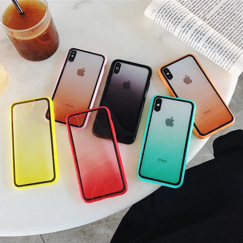 10 шт. разноцветный Радужный градиентный прозрачный жесткий акриловый чехол