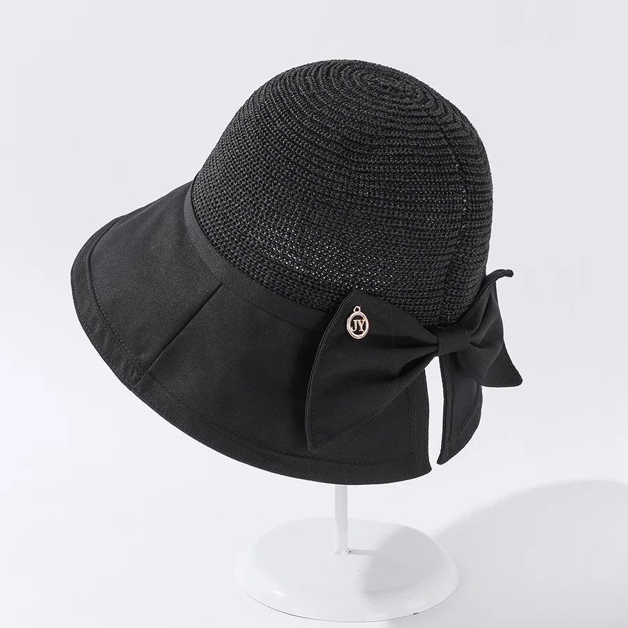 

COKK Summer Hats For Women Fisherman Cap Big Bow Outdoor Sunscreen Sun Hat Female Breathable Korean Bucket Hat Windproof New