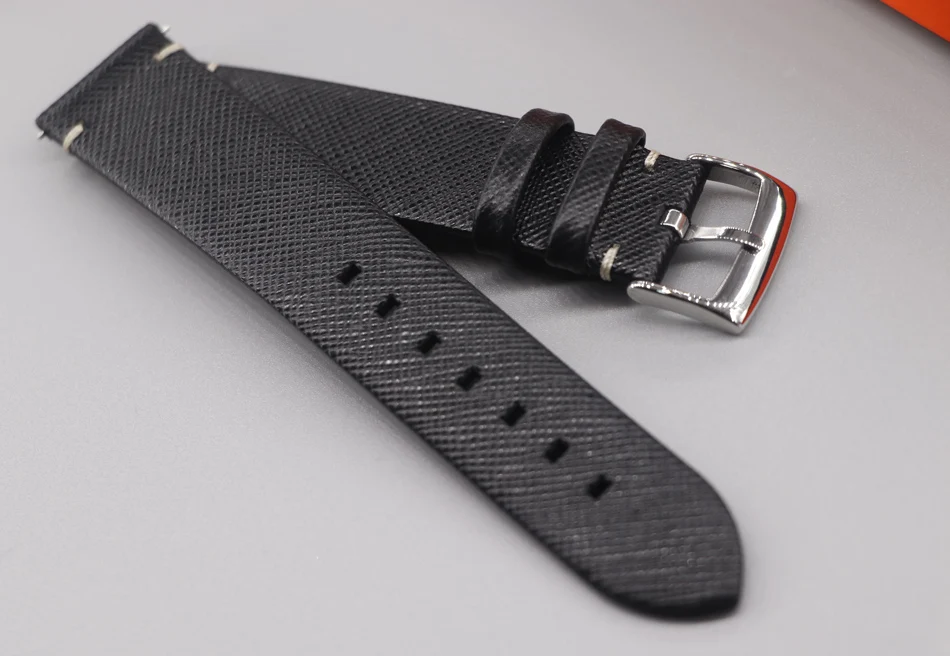 

18 19 20 21 22mm Black Thin epsom Genuine Leather Watch Belt Handmade Watch Accessories Strap Band Quick release Top Watchbands