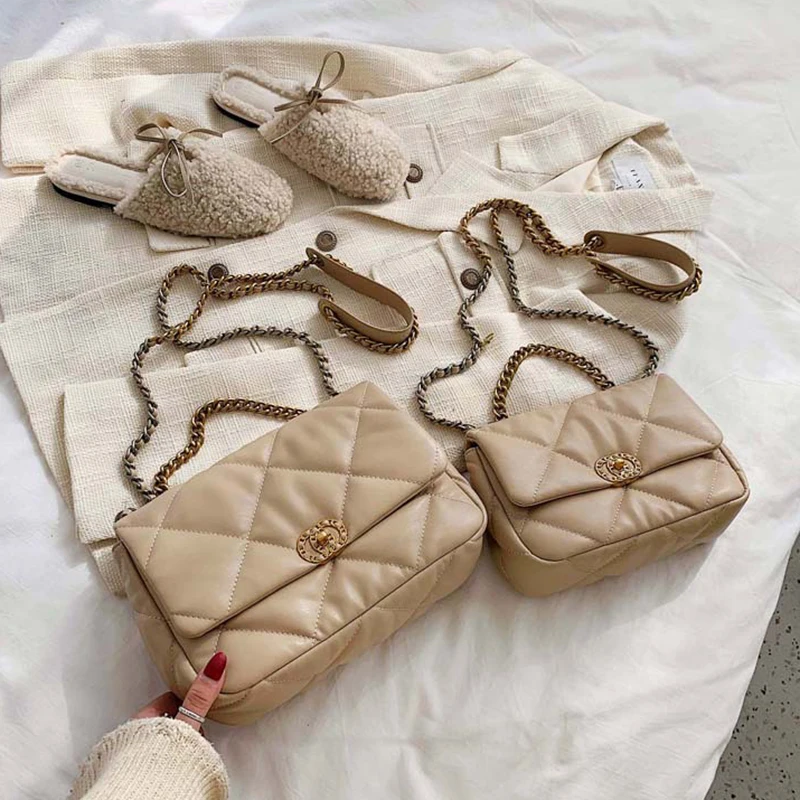 

Brand Soft Quilted PU Leather Crossbody Bags for Women 2021 Shoulder Messenger Bag Fashion Chain Handbags Luxury Desinger Purse