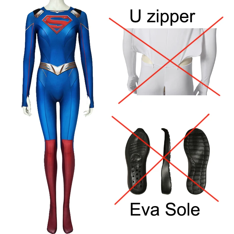 Jumpsuit only Супергерл сезон 5 костюм 3D печать Косплей комбинезон стрейч Kara Zor-El Danvers сексуальный боди Хэллоуин зентай боди - Цвет: Jumpsuit only