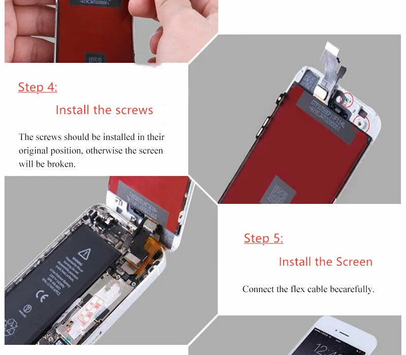 Без битых пикселей ЖК-дисплей для iPhone 4S 7 8 7 Plus ЖК-дисплей 3D сенсорный дигитайзер предварительно собранный с набором нижних винтов+ Инструменты