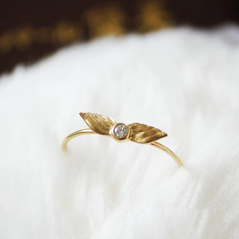 

Simple Golden Angel Wings Women's Ring Jewelry For Party Engagement Accessories Size 6-10