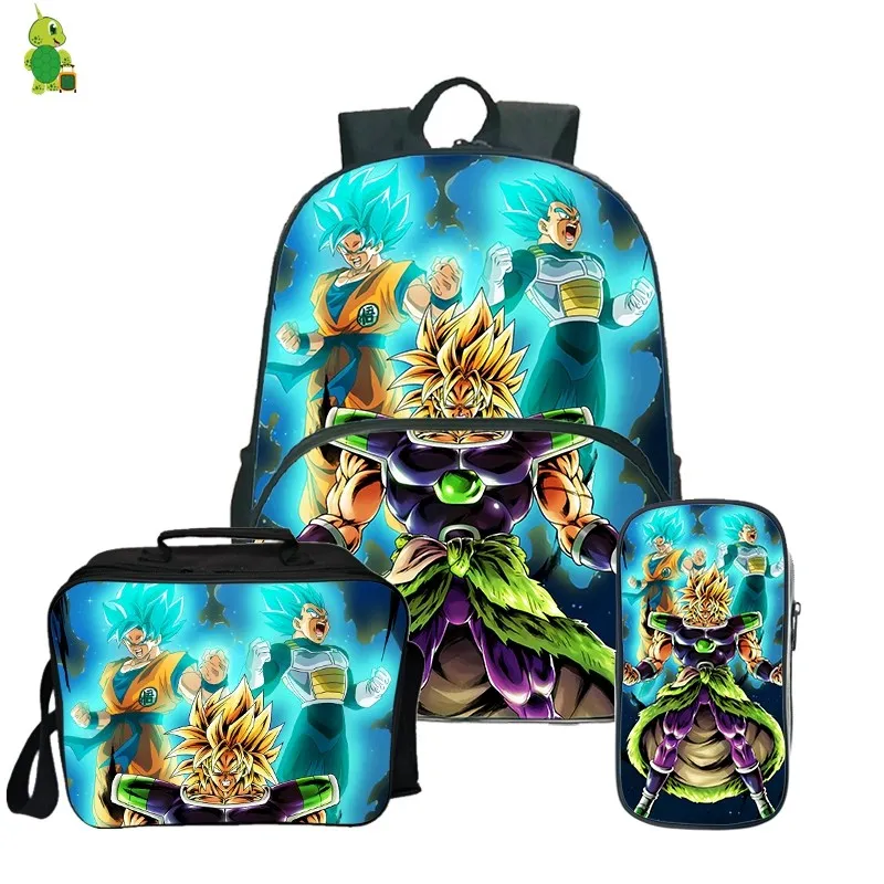 6 Dragon Ball Z Broly рюкзак Карандаш Чехол школьные сумки для подростков, для мальчиков и девочек, обед рюкзак 3 шт./компл. Детский рюкзак для путешествий - Цвет: 6