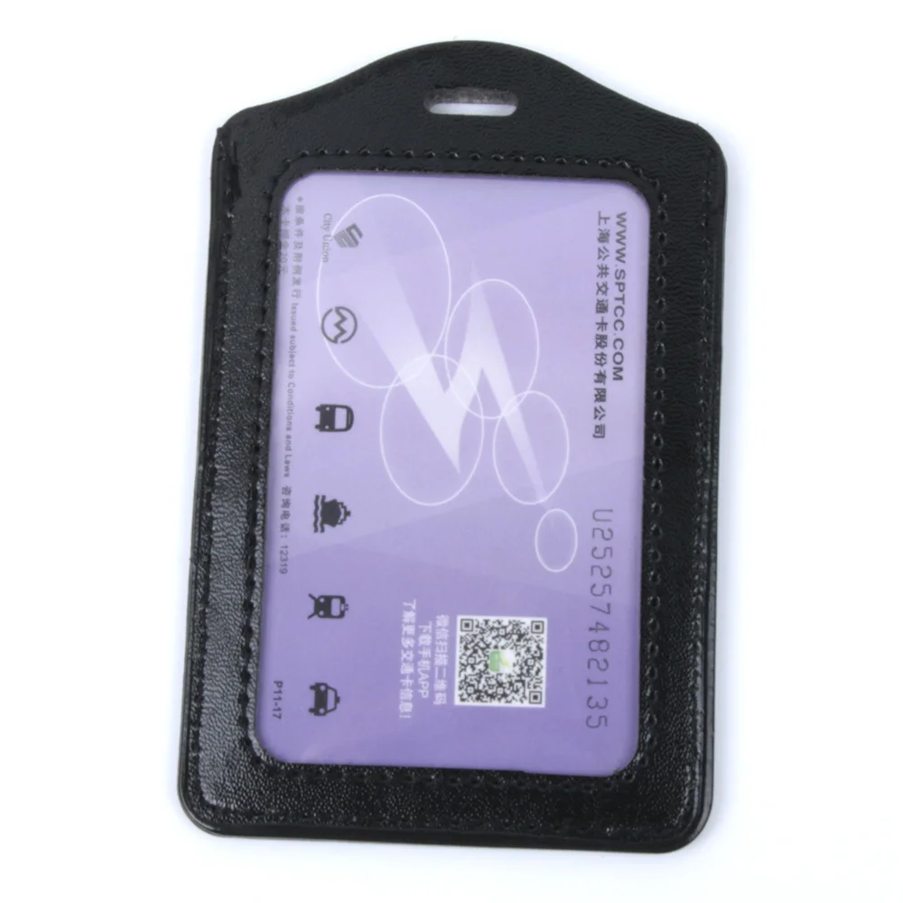 

Moisture Proof ID Card Case PU Leather Badge Case Clear with Color Border and Lanyard Holes Students Women Men Protection Tools