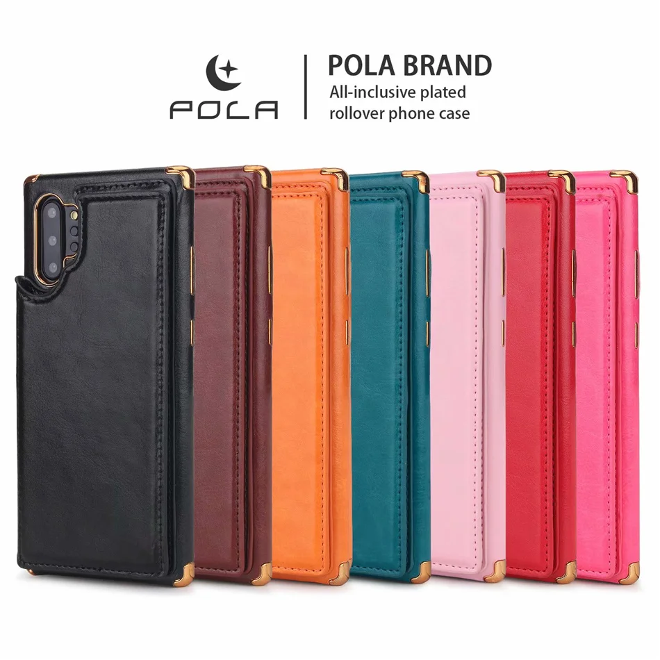 

Leather Flip Wallet Case For Samsung Galaxy S9 S10 Plus Note 10 Plus Full Package Electroplating Rollover Cover