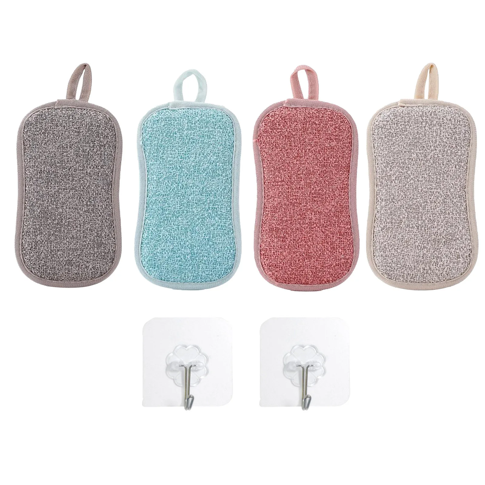 

4PCS Magnic Sponge Dish Sponges Washing Brush Scrubber 4 Pack Household Cleaning Sponges Brushes Kitchen Accessories Tools