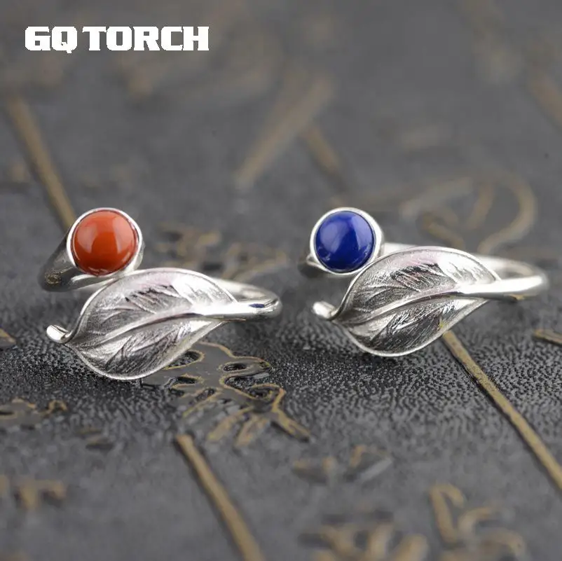 GQTORCH винтажные 925 пробы серебряные женские кольца в форме листьев цветка