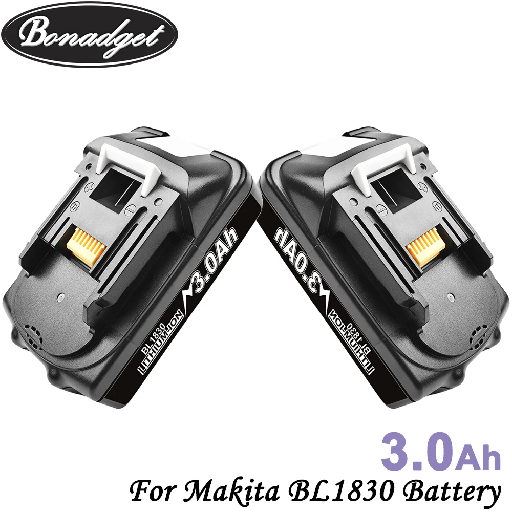 Перезаряжаемая литиевая батарея Bonadget для электроинструментов Makita BL1830 BL1815 BL1860