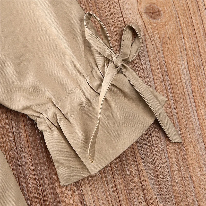 1-7T Kids Baby Girl Trench Coats Khaki Wind Coat Jackets For Girls Belted Overcoat Snowsuit Formal Outwear | Мать и ребенок