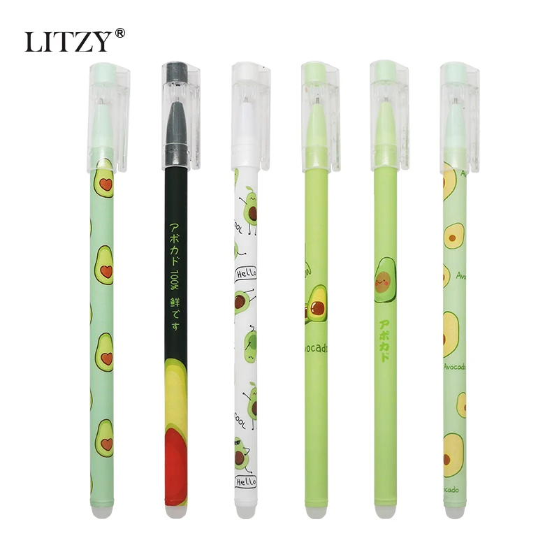 6 шт./компл. 0 5 мм каваи авокадо стираемая ручка моющаяся синие чернила гелевые