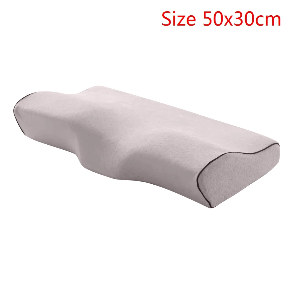 grey 50x30cm Ортопедическая подушка из пены с эффектом памяти в форме бабочки, постельные принадлежности, подушки, белая Шейная подушка для шеи, медленный отскок, уход за здоровьем, обезболивание - Цвет: grey 50x30cm