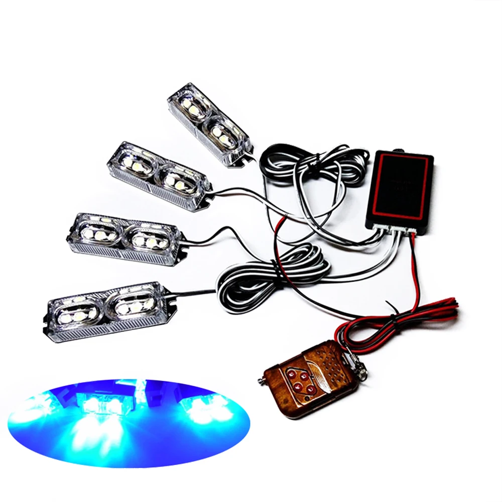 HEHEMM 4 X 6 LED Strobe Warning Light Car Flash Lamp for Emergency Vehicles 24W Red Blue | Автомобили и мотоциклы