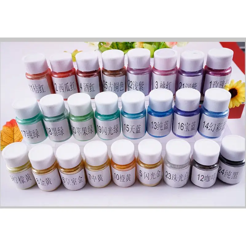 

P15F 4 Pcs/set DIY Crystal Epoxy Pearlescent Powder Slim Material Mica Glitter Crystal Mud Filler