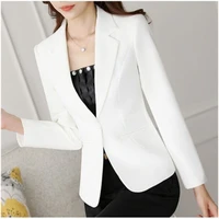 women office work wear suit blazer 2020 spring autumn solid casual single button coat short long sleeve female jackets blazers