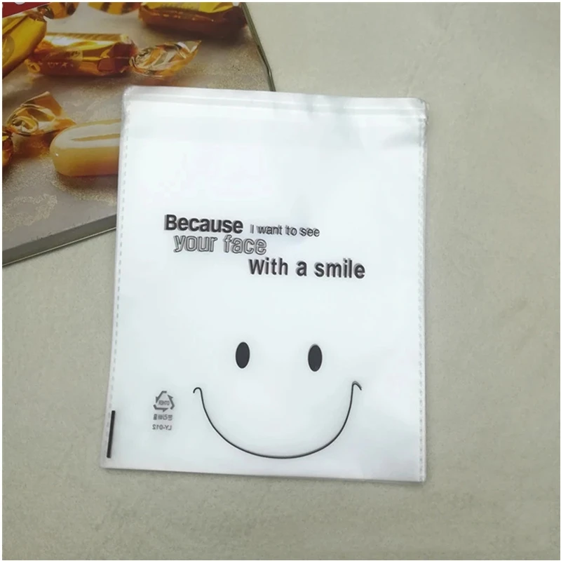 Пластиковый прозрачный целлофановый пакет для леденцов smile упаковочный выпечки 3